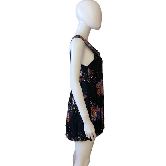 Free People Lovely Day Printed Tunic Dress Size S Black Sleeveless Boho Style - Picture 5 of 11